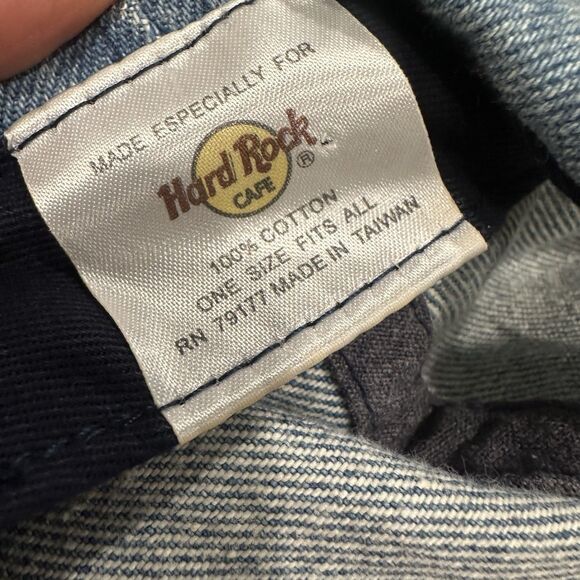 Vintage 90s Hard Rock Cafe Cairo Hat Denim Blue Cap Buckle Rare 100% Cotton - Picture 5 of 9